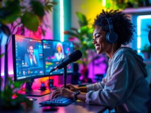 Young content creator streaming